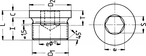 Drain plug cylindrical head DIN 908 3/8 GAZ steel cl.5.8 raw