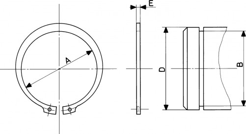 External circlips DIN 471 29mm steel XC75 phosphated