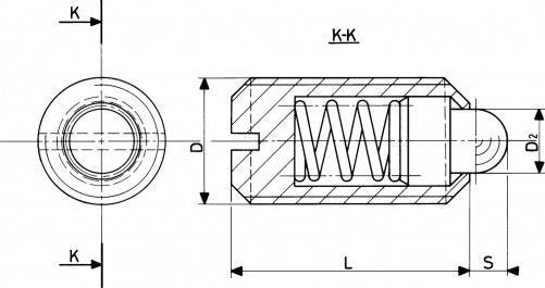 Spring Plungers, slotted, Form B 8mm, steel XC38 + stud 22060.0208