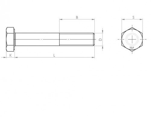 Partially threaded hexagonal head screw DIN 931 M16 X 2.00 X 100mm cl.10.9