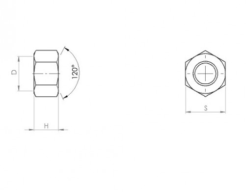 Hex nut ANSI B.18.6.3 N°10 NF - 32 steel threads