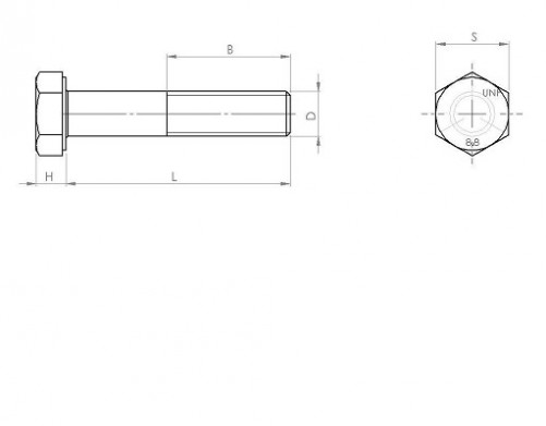 ANSI B.18.2.1 1/2NF 20 thread X 11/2 grade 5 fully threaded hex head screw