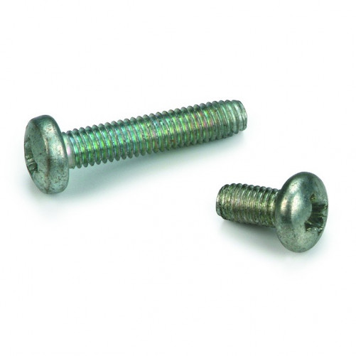 Oval head machine screws Pozidrive DIN 7500C M6 X 1.00 X 25mm case-hardened steel white zinc plated