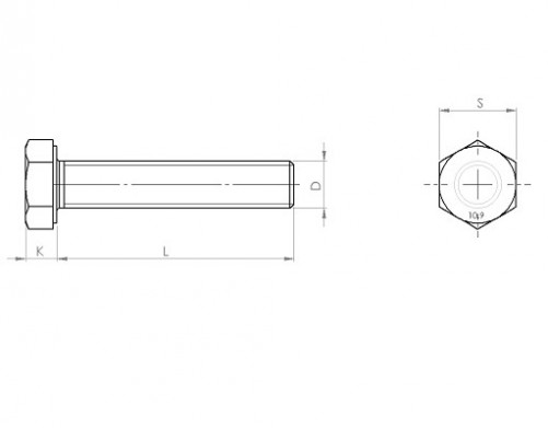 Fully threaded hexagon head screw DIN 933 M10 X 1.50 X 16mm cl.10.9