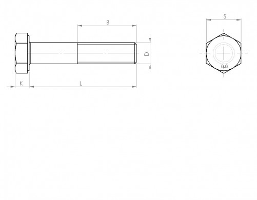Partially threaded hexagonal head screw DIN 931 M20 X 2.50 X 220mm cl.8.8 hot-dip galvanized