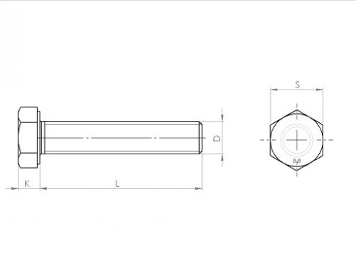Fully threaded hexagon head screw DIN 933 M5 X 0.80 X 12mm cl. 8.8